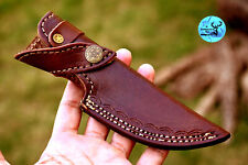 CUSTOM HANDMADE PURE COW LEATHER SHEATH FOR FIXED BLADE KNIFE SURVIVAL EDC 2723 picture