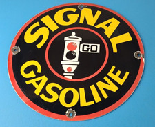Vintage Signal Gasoline Sign - Gas Motor Oil Pump Plate Porcelain Sign picture