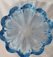 Vintage ~ Fostoria Spool Pattern ~ Light Blue Clear Glass Round Ashtray ~ 5.5