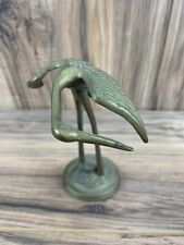 Vintage Solid Brass Bird Crane Statue Figurine 8