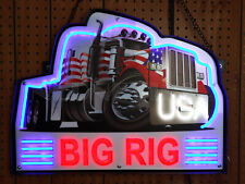 Big Rig LED sign steel Case Semi Truck Racing 18 Wheeler Wall Lamp Trucker Neon picture