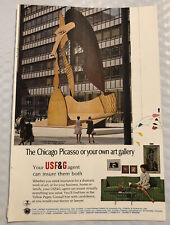 Vintage 1968 USF&G Original Print Ad Full Page - Chicago Picasso picture