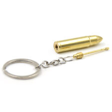 1x Gold Bullet Keychain Keyring Hidden Spoon Scoop Compartment Secret Storage picture