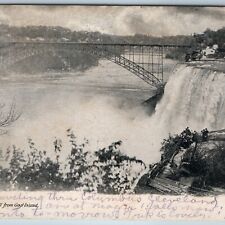 c1900s UDB Niagara Falls, NY American Fall from Goat Island Bridge Postcard A196 picture