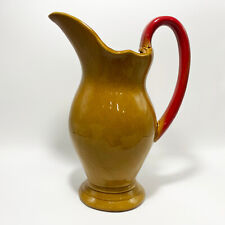 BURTON Tall Porcelain Pitcher Golden Yellow Finish & Red Handle - b+B Marking picture