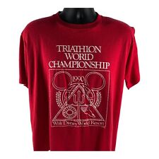 Vintage 1990 Disney Triathlon World Champion Single Stitch Red T-Shirt XL picture