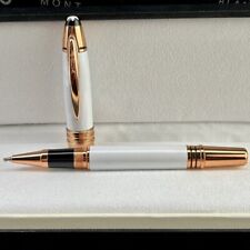 Luxury Great Writers Series White+Rose Gold Clip 0.7mm Rollerball Pen picture