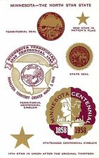 1858-1958 MINNESOTA CENTENNIAL Art Deco Design Seal Emblem POSTCARD picture