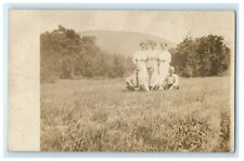 c1910 Three Men and Women Victorian Dresses Field Ties RPPC Photo Postcard picture