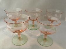 5 Vintage Diamond Etched Watermelon Depression Glass Champagne Sherbet Glass 4