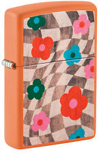 Zippo Wavy Flower Design Orange Matte Windproof Lighter picture
