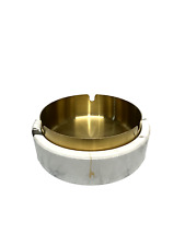 Ceramic Stainless Steel Ashtray,4.5”,White,Gold, Brand New, Washable, Boxed,4.5” picture