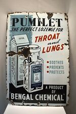 Vintage Porcelain Enamel Sign Pumilet Lozenge For Throat & Lungs Medicine Adve