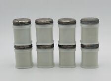 VTG Milk Glass Jars w/Metal Lids Cold Cream Spices Powders 2.5