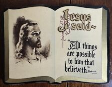 Warner Sallman “Jesus Said” Mark 9:23 Wood Plaque 1941 picture