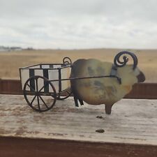 Vintage Metal Ram/Sheep With Shell Insert Cart Made In Philippines 7