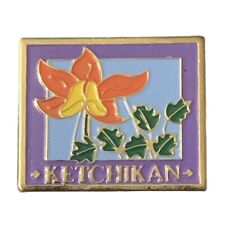 Vintage Ketchikan Alaska Flower Travel Souvenir Pin picture