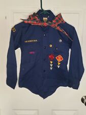 Cub Scouts of America Vtg 60s 70s Blue Shirt Plaid Bandana Patches  picture