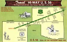 VINTAGE POSTCARD MAP OF HI-WAY U.S. 56 THE ORIGINAL SANTA FE TRAIL picture