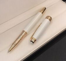 Luxury Solitaire Series White + Gold Clip 0.7mm nib Rollerball Pen NO BOX picture