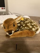 Rare Vintage Steiff Sleeping Fawn With Ear Tag And Button. picture