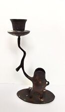 Vintage Kneeling Frog On Lilly Pad Candlestick Holder Figural Candle Bronze Tone picture