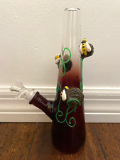 9” Premium Glass Water Pipe Glow in Dark Bee Hive Trunk 14mm picture