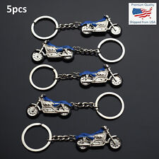 5pcs - 3D Simulation Model Motorcycle Keychain Key Chain Ring Keyring - Blue picture