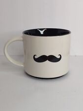 Pier 1 Imports Exclusive Black and White Mustache Coffee Mug Cup Stoneware picture
