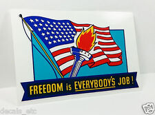 FREEDOM is EVERYBODY'S JOB Vintage Style Decal / Vinyl Sticker, USA Flag picture