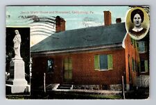 Gettysburg PA-Pennsylvania, Jennie Wade House & Monument Vintage c1913 Postcard picture