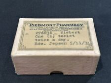 Vintage Piedmont Pharmacy California Prescription Tablet Cardboard Medicine Box picture