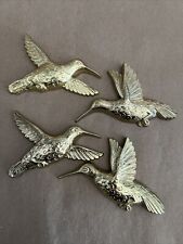 VINTAGE 4 HOMCO HUMMINGBIRDS GOLD COLOR HOME INTERIOR DECOR WALL ART MADE IN USA picture