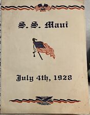 very rare patriotic color menu July 4, 1928 S.S. Maui, Matson Navigation Company picture