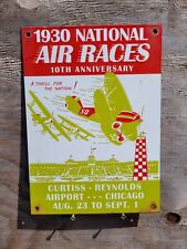 VINTAGE 1930 AIR RACES PORCELAIN SIGN OLD CURTISS REYNOLDS AIRFIELD CHICAGO USA picture