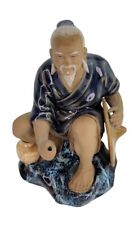 Vintage Chinese Figurine Pottery Shiwan Statue Figure Fisherman Mudman picture