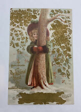 The National Yeast Co Seneca Falls Ny Trade Card Victorian Girl Hugging Tree picture
