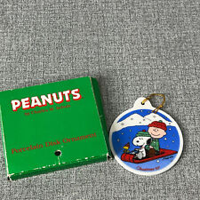 Peanuts Snoopy Porcelain Disk Ornament 1991 Christmas made in Japan picture