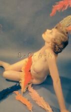 1930s-60s Classic Color Photo Like Nude PC- Well Endowed Blond Woman- Feathers picture