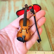 Exquisite Miniature 1:12 Scale Violin with Bow & Case Dollhouse Figurine picture