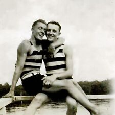 Two men embracing at the lake 1930s gay photo collection 4