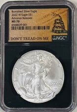 2022-W Burnished Silver Eagle - Don't Tread On Me  NGC MS70 ADVANCE RELEASES picture