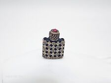 VINTAGE MINI PERFUME BOTTLE SILVER METAL FILIGREE MARKED MADE IN FRANCE W/DAUBER picture