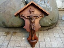 VINTAGE CHRIST ON THE CROSS SACRED ART WOOD CARVING HANDMADE BY ANGEL RIPOLL picture