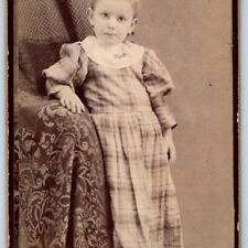 c1870s Cute Tall Young Lady Little Girl CdV Photo Card Kid Leather Shoes H26 picture