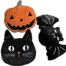 Set 3 Halloween NEW Faux Fur Cat Pumpkin Bat Throw Pillow Hyde & EEK Boutique picture