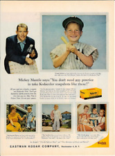 1959 KODAK Film Mickey Mangle New York Yankees Photo Picture Vintage Print Ad picture
