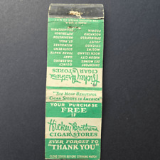 Vintage Matchcover Hickey Brothers Cigar Stores Tobacciana Iowa Illinois Indiana picture