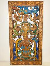 Pakal's Tomb Tumba de Pakal Mayan God King Aztec Wood Cedar Mask Hand Carved picture