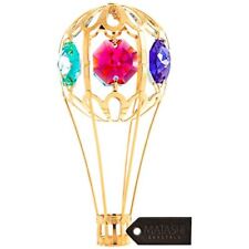 Ornament, Hot Air Balloon 1, Gold with Colored Crystals picture